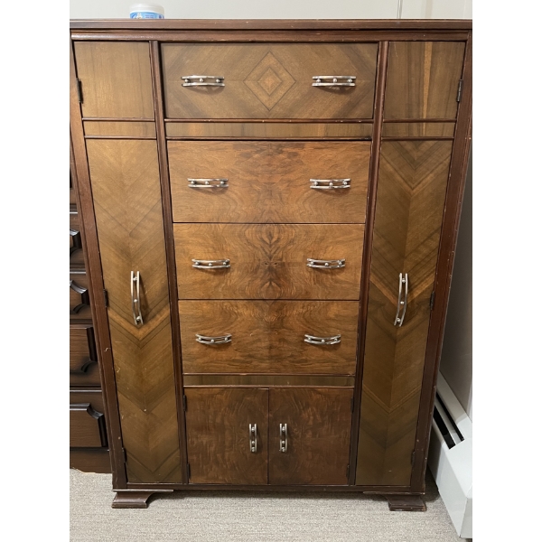 Mid Century Mans Wardrobe Tall Boy Dresser 36L x 20D x 50T