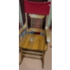 Image 1 : Rocking Chair with Light Wood Finish and Carved Details 42 T, 21 L, 18 W