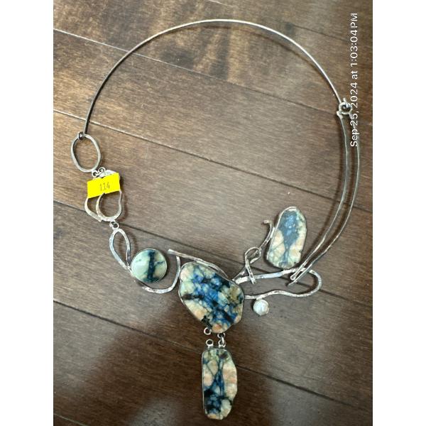 Sterling Silver & Granite Necklace 