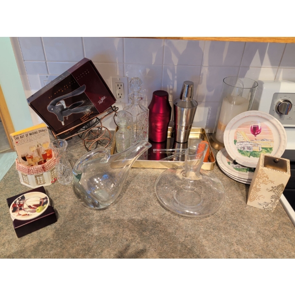Wine Accessories Including Wine Bottle Holder, Decanters, and More