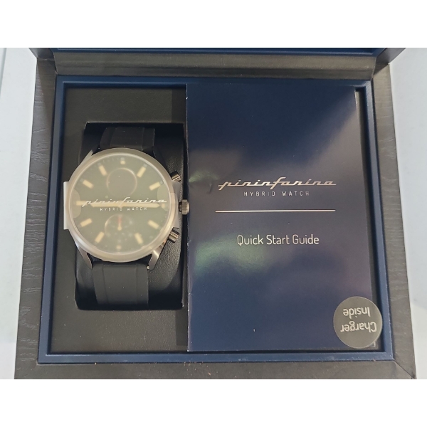 Pinin Farina Hybrid Smart Watch Model PMH03B - Dark Black Case, Black Strap and Dial Valued: $425