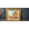 Image 1 : Original Signed Landscape Painting on Canvas with Ornate Frame