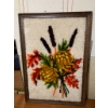 Image 2 : Large Framed Floral Latch Hook Wall Hanging With Yellow Chrysanthemums