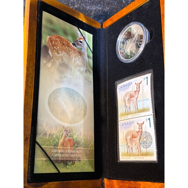 2006 $5 White Tailed Deer Stamp & Fine Silver Coin Set 28 Grams