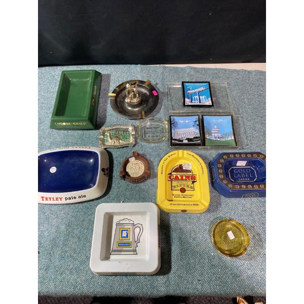 Ashtrays: Tetley Pale Ale, Cognac V.S.O.P, Gold Label Lager 