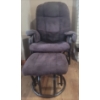 Image 2 : Reclining Gliding Upholstered Fabric Navy Blue Arm Chair & Ottoman