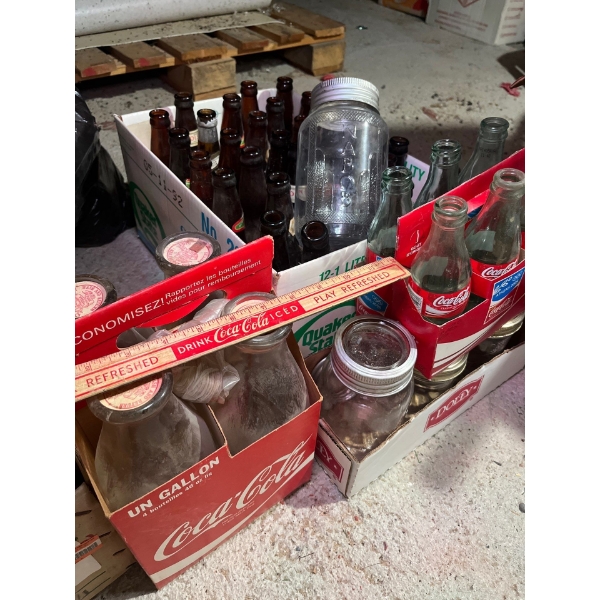  case of beer unresearched beer bottles, May Bob jar six pack of mini Coca-Cola bottles a four pack 