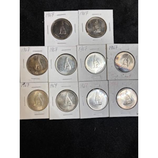 10 1967 50 cent Canadian .800 silver 116.6g