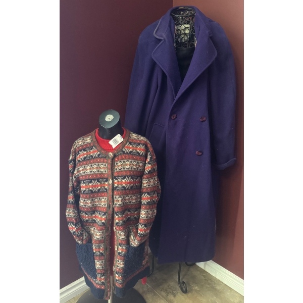 Cold Weather Must Haves - Printed London Fog Cardigan & Fitted Wool Pea Coat 