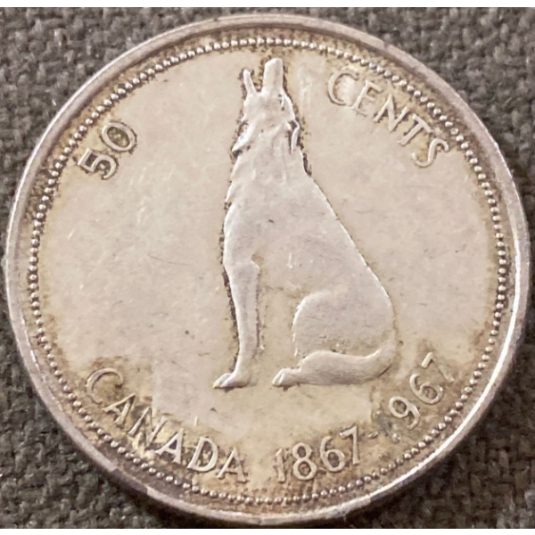 1967 Canadian Centennial 50 Cent Coin 80% Silver 11.66 Grams