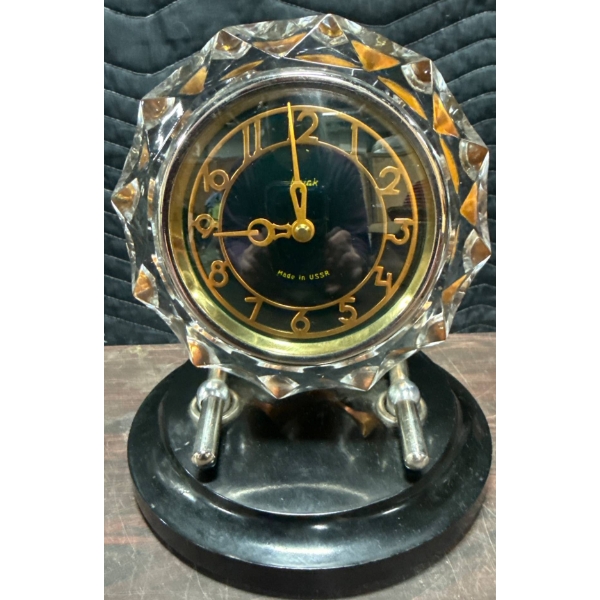 Majak Automatic Clock with Faceted Glass Bezel, Made in USSR