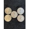 Image 2 : 5 Canadian silver 50 Cent pieces  80% pure silver 58.30g various years