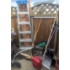 Image 1 : Outdoor Tool Lot With Aluminum Step Ladder, Weed Eater, Shovels
