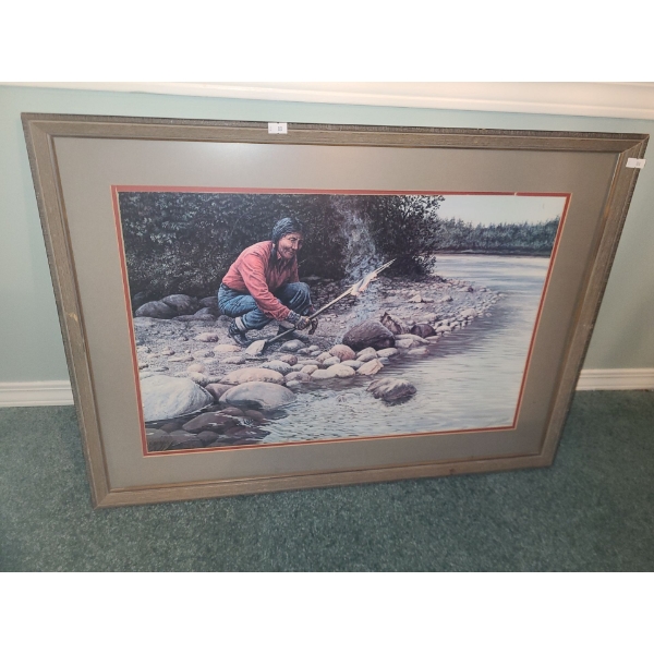 "Along the Athabasca", Artist: Len Gibbs, Print Framed Under Glass 30 X 22