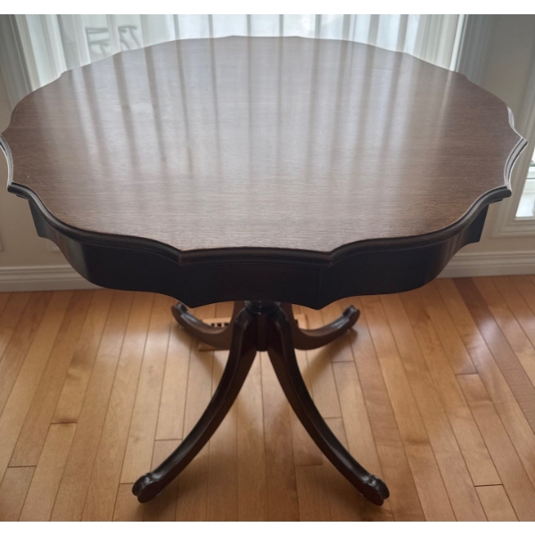 1950s Regency Style Mahogany Quadpod Lyre Pedestal Console Table 30x28
