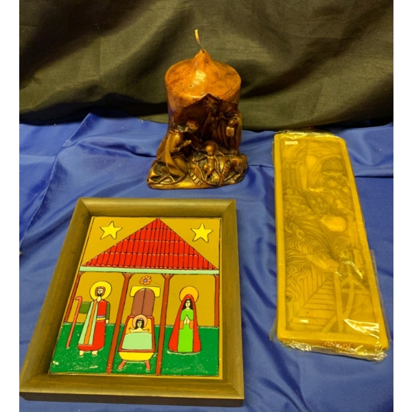 Wax Nativity Mold w/ Decorative Candle & Stained Glass Picture 7T