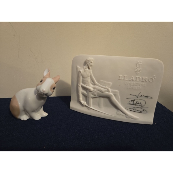 NAO By LLADRO 'Cookies' Bunny  Porcelain Figure 2003 & LLADRO Collector's Society Seashell Plaque 