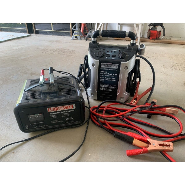 Motomaster Battery Charger, Motomaster Eliminator Battery Booster Pack with Air Compressor, set of b