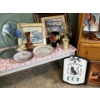 Image 4 : wood cabinet with a number of collectables pictures picture frames. Also sold this one lot.
Includin