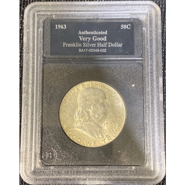 Authenticated Very Good 1963 Franklin Silver Half Dollar
