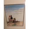 Image 3 : Framed Watercolor Painting Depicting Rural Scene with Grain Elevators