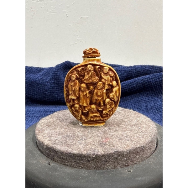 Wooden Carved Snuff Bottle 2.5H