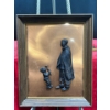 Image 1 : Carved Mother and Child on Bronze Background 11Wx14H