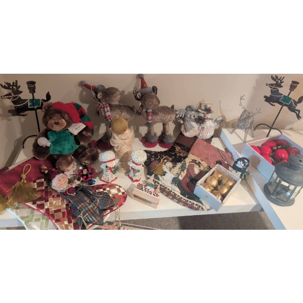 Christmas Decor Collection with Plush, Ornaments, and Figurines