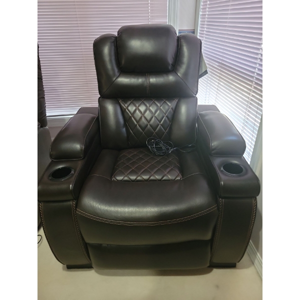 Signature Design by Ashley!!  Heavy Duty Movie Room Power Reclining Single Chair w/Cup holders-High 