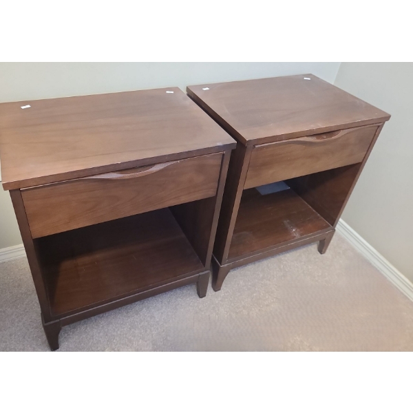 Pair of MCM Kaufman Wooden Nightstands 20 W, 14 D, 24 T 