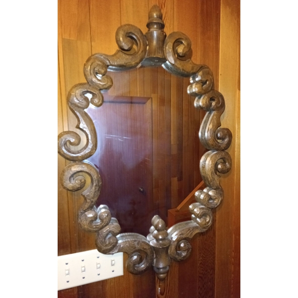 Antique Unique Solid Wood Rare Wall Mirror  26" x 37" tall