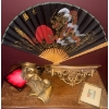 Image 2 : XL Dragon Folding Fan Vintage Gold Gilt Floating Shelf Framed Landscape Art & More