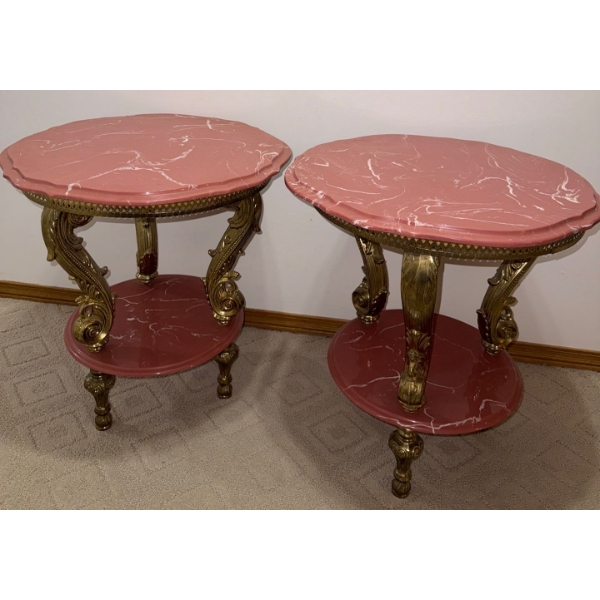 Gorgeous 2 Tiered French Stone Empire Cocktail Tables 21x23 (2)