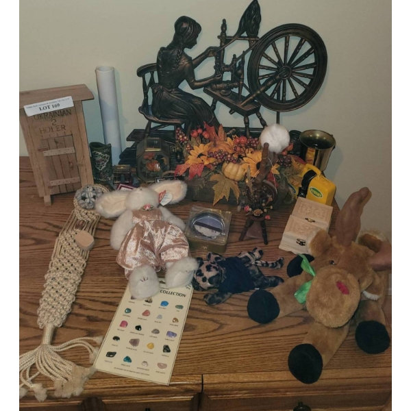 Home Decor Items and Plush Animals Including Decorative Figurines