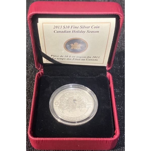 2013 Canada Holiday Season $10 Fine Silver Coin 1/2 Ounce
