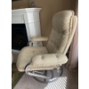 Image 2 : Chairworks Modern Chrome And Cream Leather Chair With Footrest 
