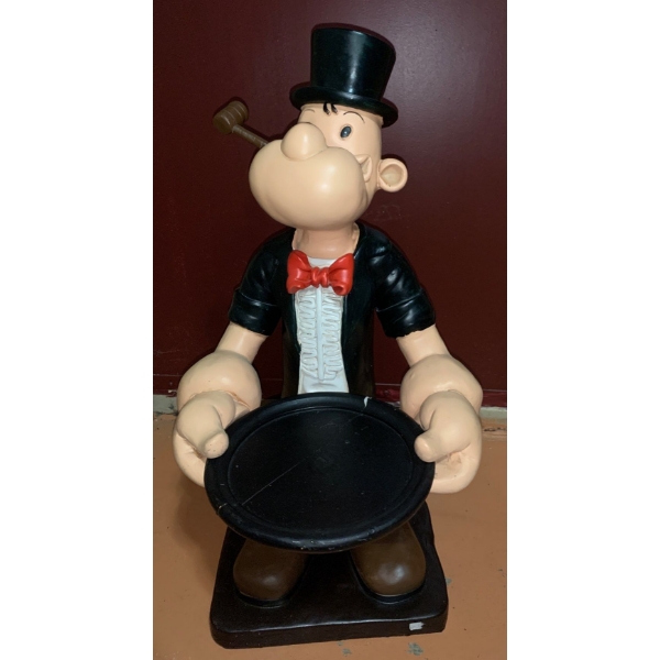 Popeye Resin Statue  26 T, 11 L, 8 W, Tray is Broken 