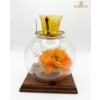 Image 4 : Victorian Era Floral Arrangement In Glass Cloche, Maple Burl Wooden Bowl, Royal Bonn Jardiniere Bowl