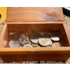 Image 2 : Hand Carved Indigenous Wood Box Full Of Vintage Canadian Coinage 