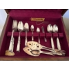 Image 2 : Community Silver Plate Cutlery Set in Solid Wood Box, Plus Other Plated Utensils 