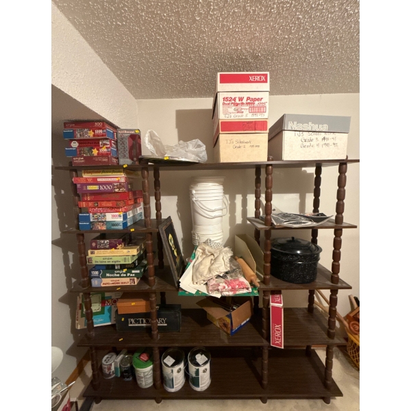 Large Wooden Shelving Unit (Contents NOT Included) - 72W, 14D, 69T 