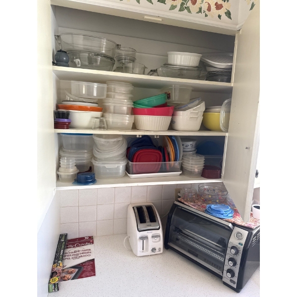 Kitchenware Incl. Glassware, Tupperware, T Fal Toaster, Toaster  Oven 