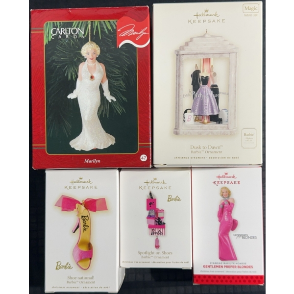 Hallmark Keepsake Barbie and Marilyn Monroe Ornaments, 5pcs, QX/QXI Serials
