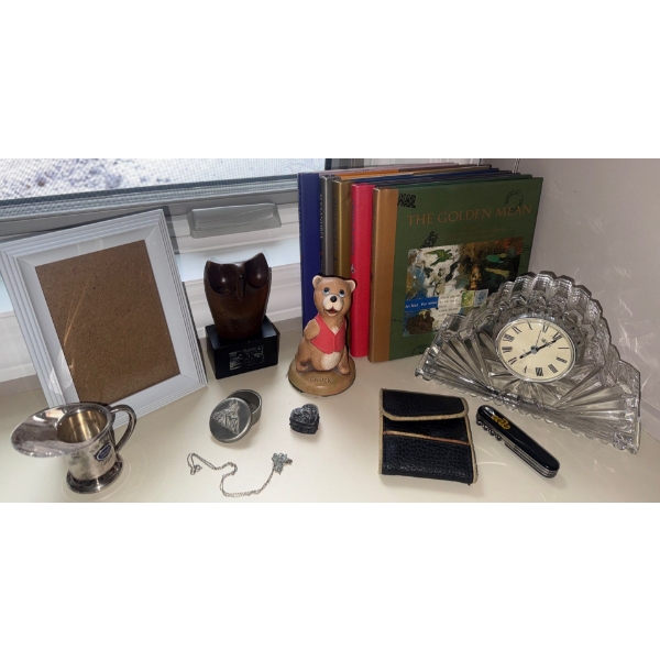Waterford Crystal Mantle Clock Book Collection Pewter Trinket Boxes Handcarved Figurine & more