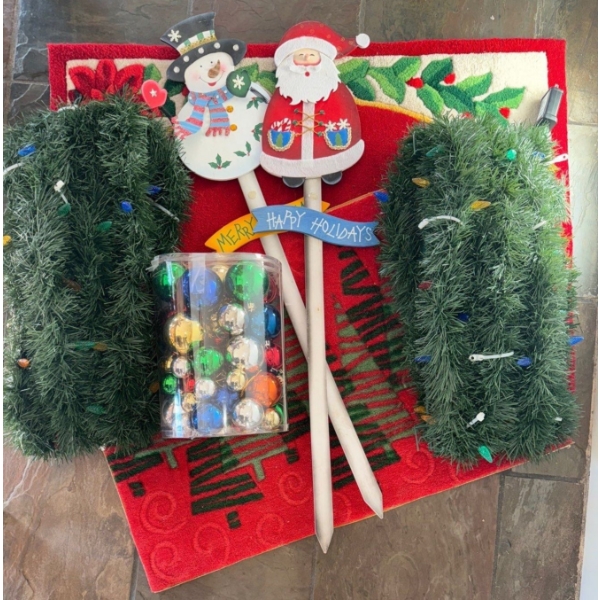 Christmas Decor- Xmas Rugs, Railing Lightup Decor, Tree Decor & More