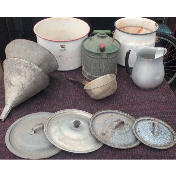 Metal Kitchenware and Utility Items Lot