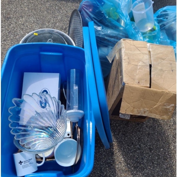 Assorted Kitchen Items Including: Glass Shell Dish 10 x12, Vintage Coffee Maker, Utensils and More!