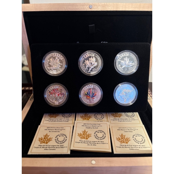 2015 $10 FIFA Women's World Cup CanadaTM/MC - Pure Silver 6-Coin Set