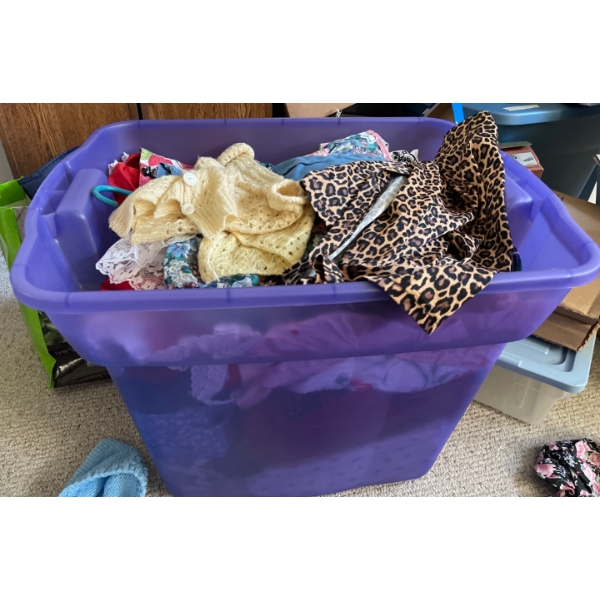 Tote Full Of Hand Made Children Clothes & Dresses  Very Pretty Frilly Dresses For Your Little One