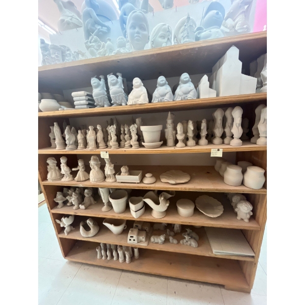 ceramic green ware all contents on shelf Lot 